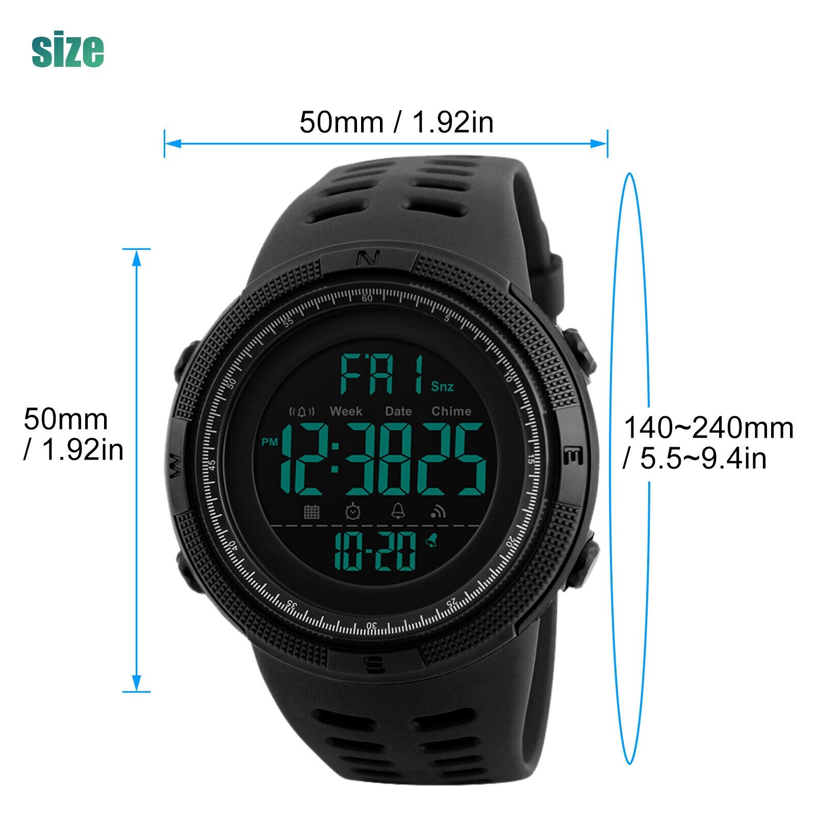 SKMEI Men’s Digital Army Military Sport Quartz Analog Chrono Waterproof Watch US