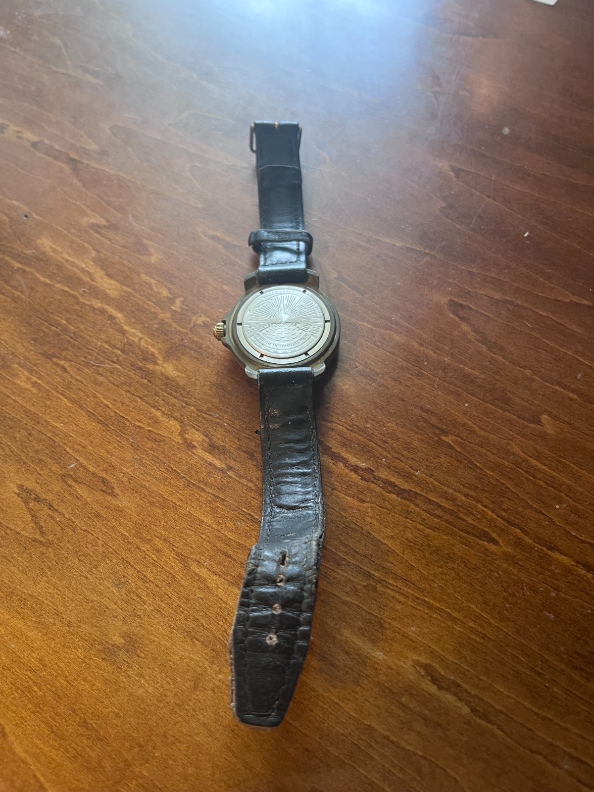 USSR Soviet era Military Vostok Commander wristwatch with black leather strap