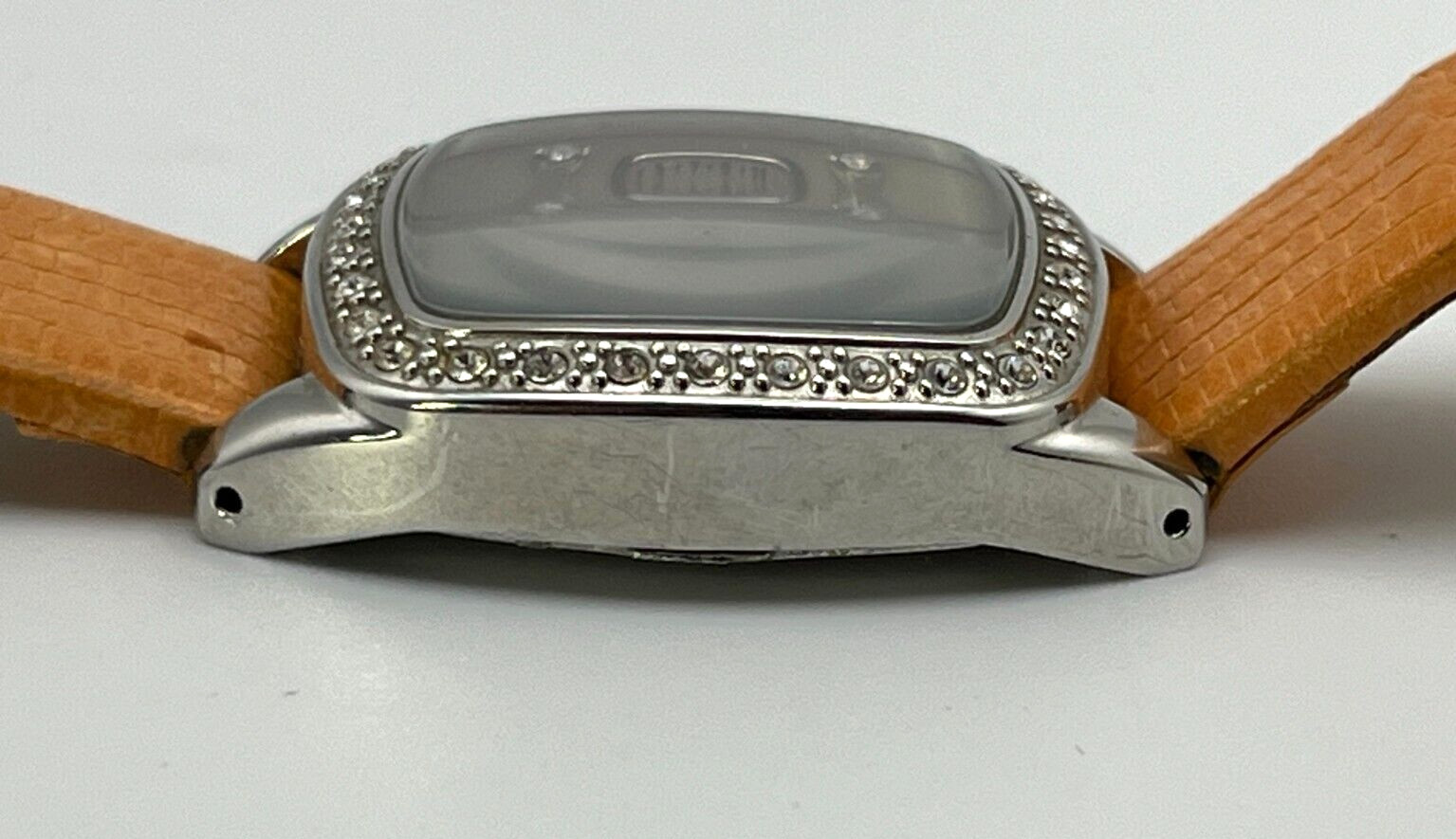 FOSSIL MOP Womens HI SPARKLE Watch SQUARE Tan LEATHER BAND ES 1009 New Batt READ