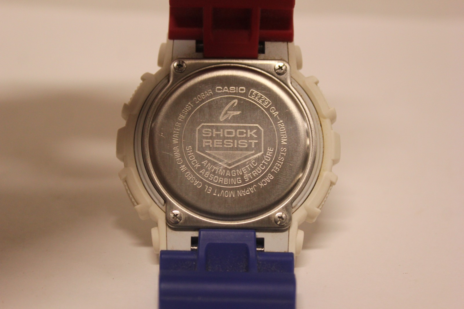 Casio G-SHOCK GA-120TRM Tricolor White Blue Red Ana-Digi Japan F4B8