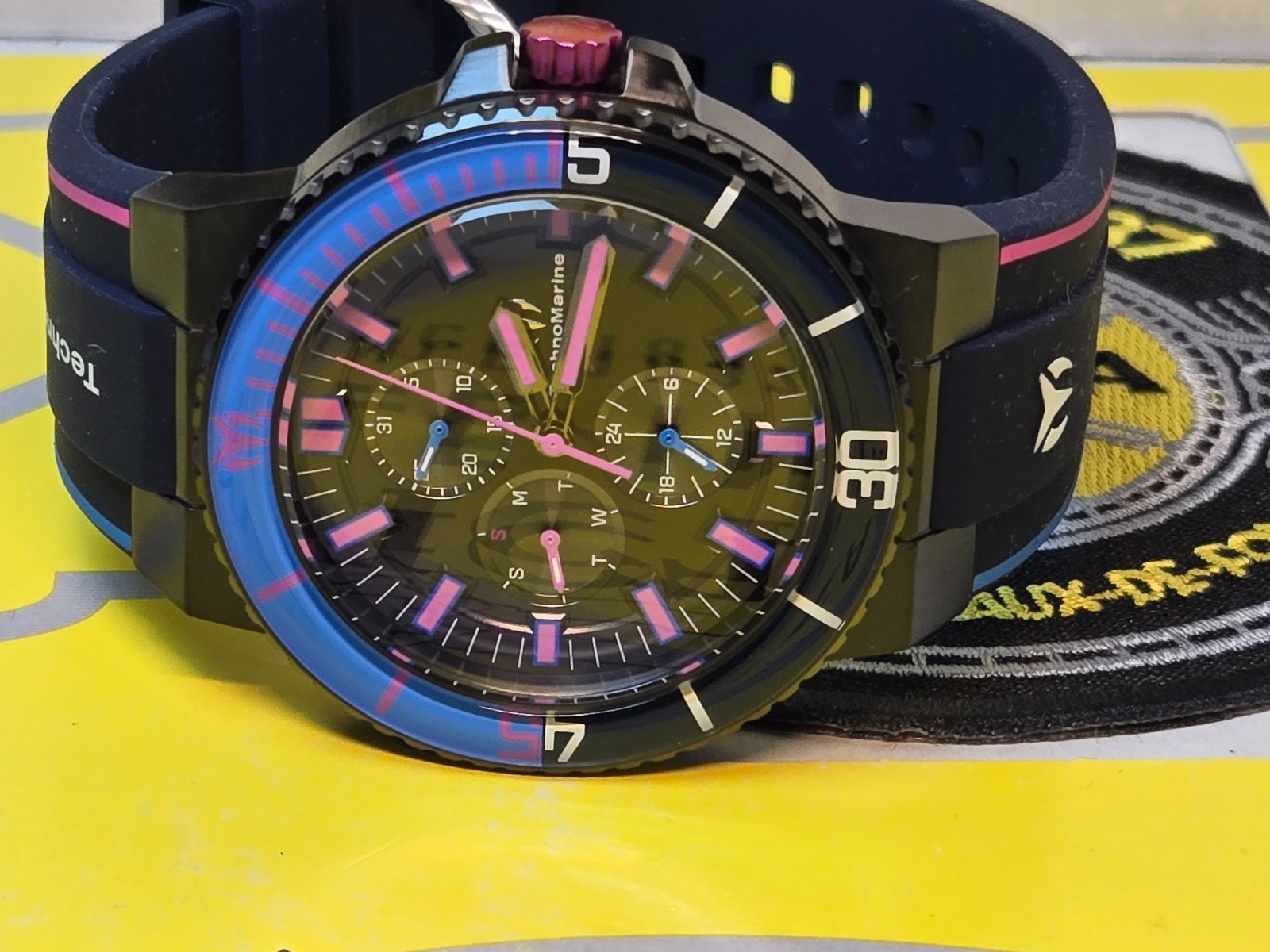 INVICTA TechnoMarine Racing Legends Mens Watch 43mm Blue w/ Blue & Pink DIal NEW