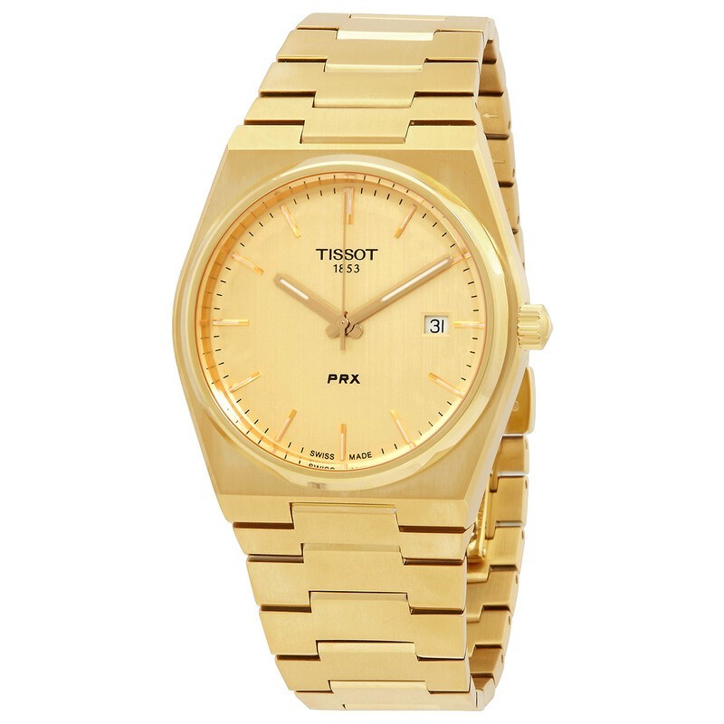 New Tissot PRX Gold Tone Quartz 40mm Mens Watch T1374103302100