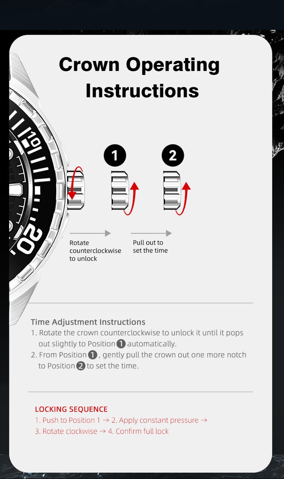 NORTH EDGE TRITON Solar Powered Dive Watch Quartz Watch Men 316L Stainless case