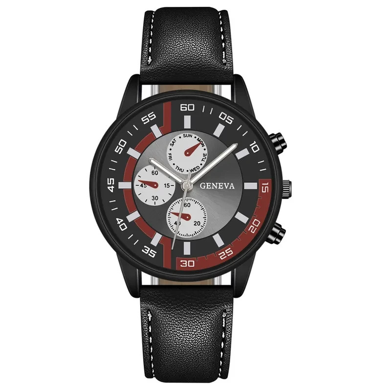 Retro Round Buckle Quartz Men’s Geneva Watches