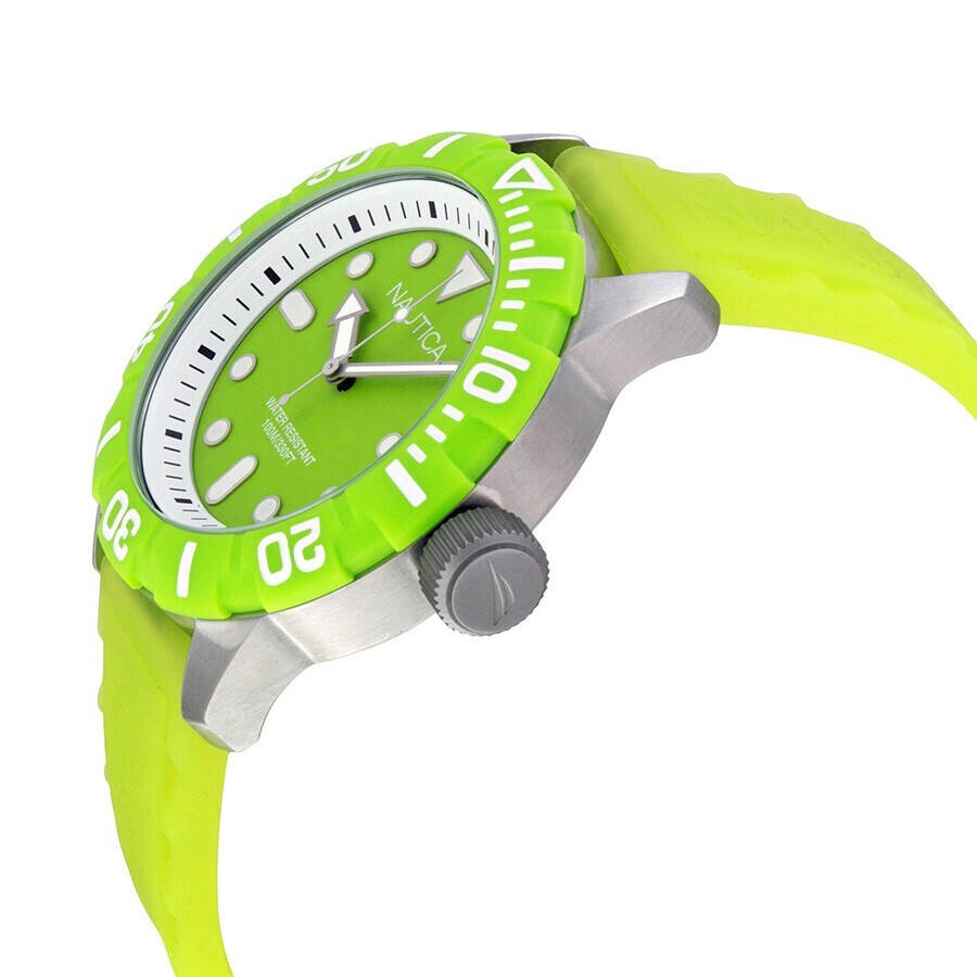 Nautica South Beach Green Dial Jelly Men’s Watch Rubber Silicone Strap N09605G