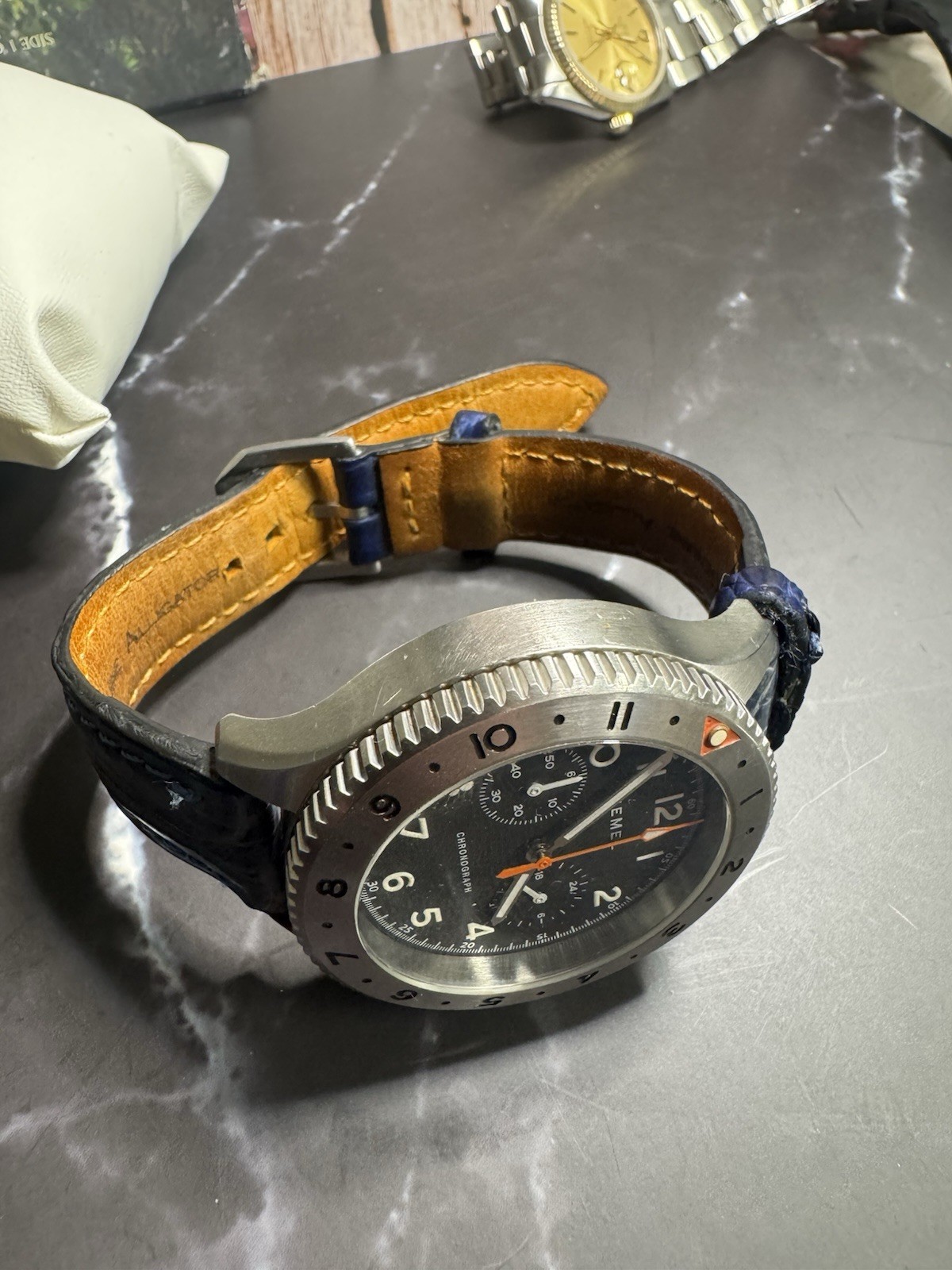 Hemel HFT20 GMT Chronograph Bezel Watch MECA QUARTZ! Men’s Microbrand