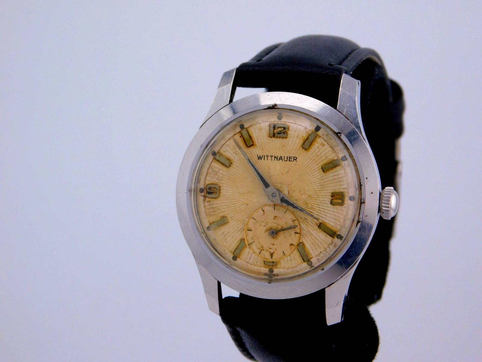VINTAGE WITTNAUER 17J SPILLMAN SEI TACCHE CASE MENS WRISTWATCH SERVICED C.1950s