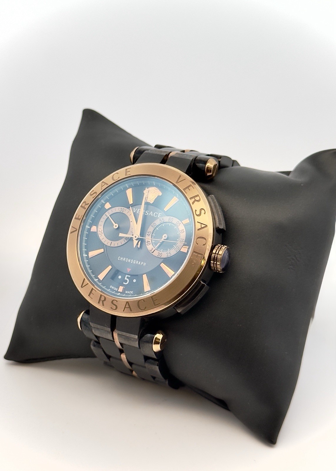 Versace Aion Chronograph Charcoal Bronze Stainless Steel Model VE1D00619 Watch