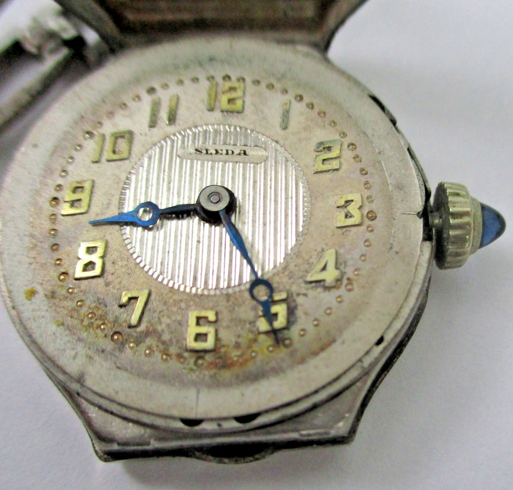 Vintage 1920s SLEDA Swiss Art Deco Watch – 15J 2 Adj – 14K RGP White Gold Case