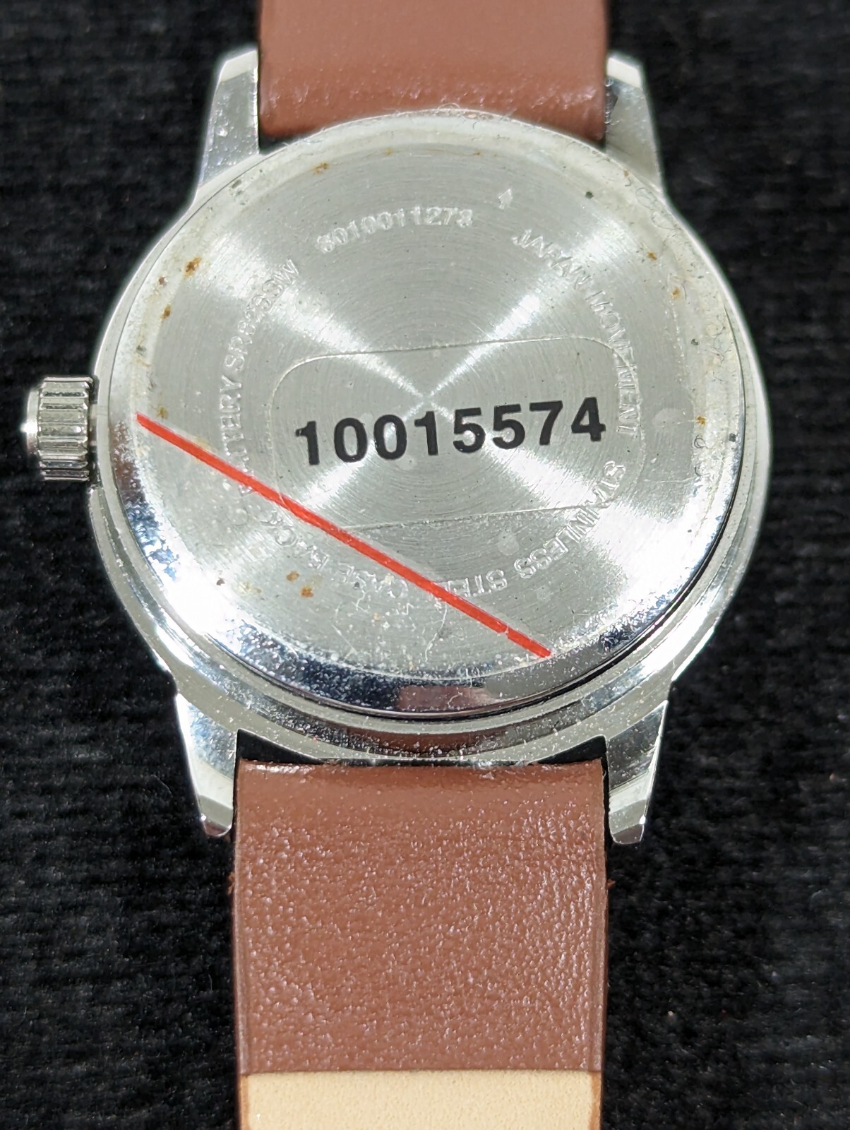 Womans White Dial Round Silver Tone Round Case Brown Faux Leather Band Watch