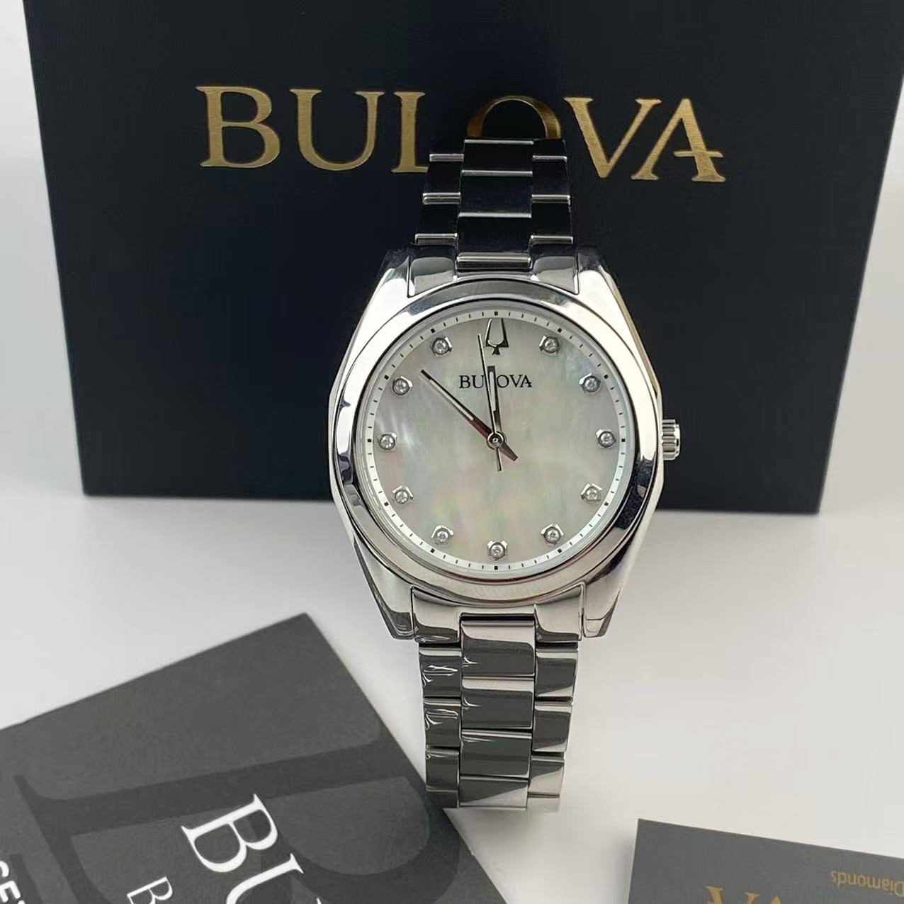 Bulova Surveyor Women’s Quartz Watch Mother of Pearl Dial Stainless Steel 96P228