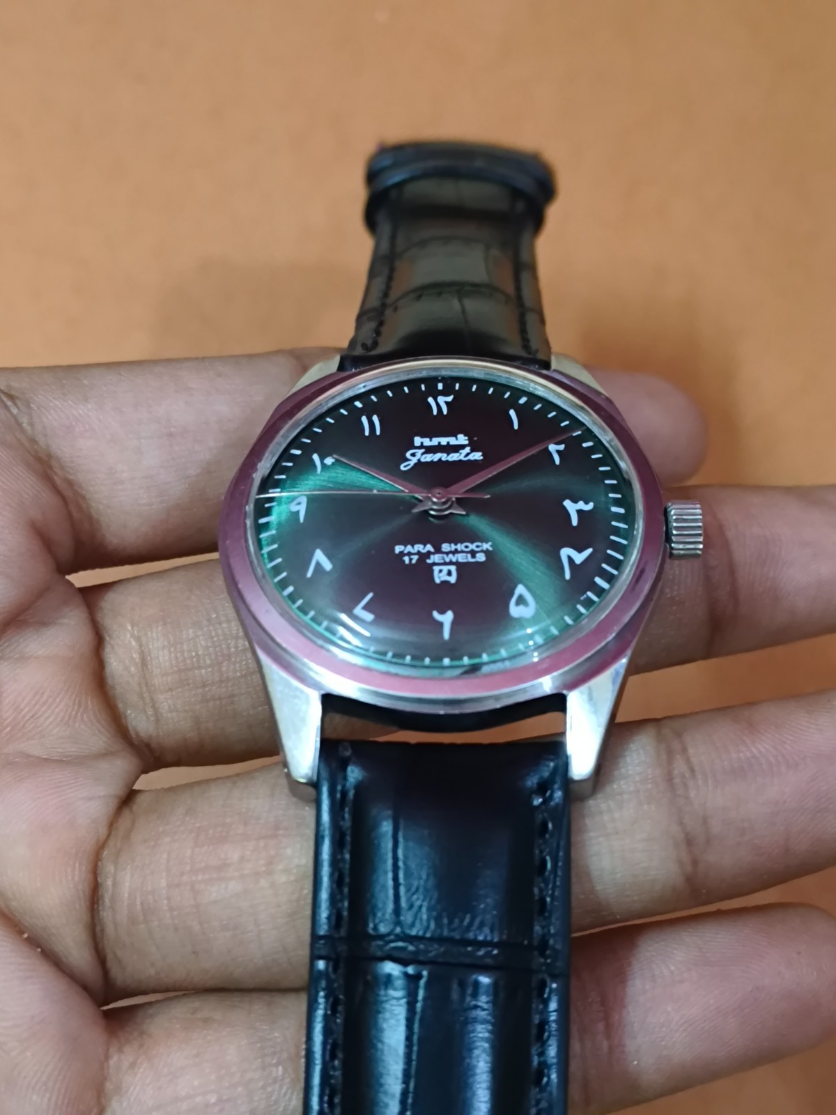 Vintage HMT Janata Green 17 Jewels Mechanical Hand Winding Men’s Wrist Watch