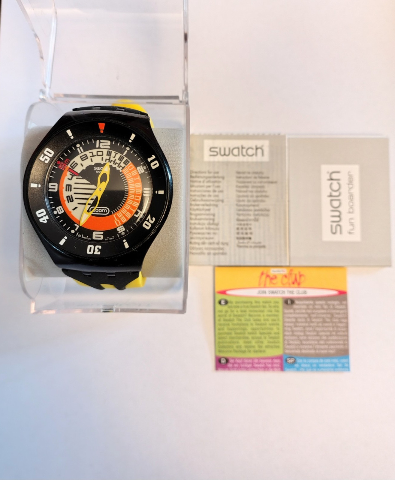 Swatch Fun Scuba New SUGB101 Bowtie Yellow Wristwatch Underwater NOS