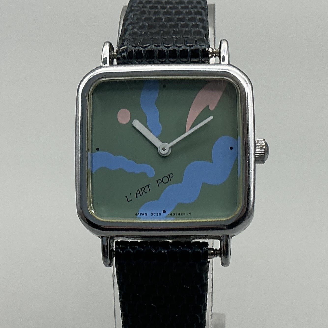 Vintage VEGA Womens Watch 25mm L’ART POP Dial Blue Leather Band New Battery