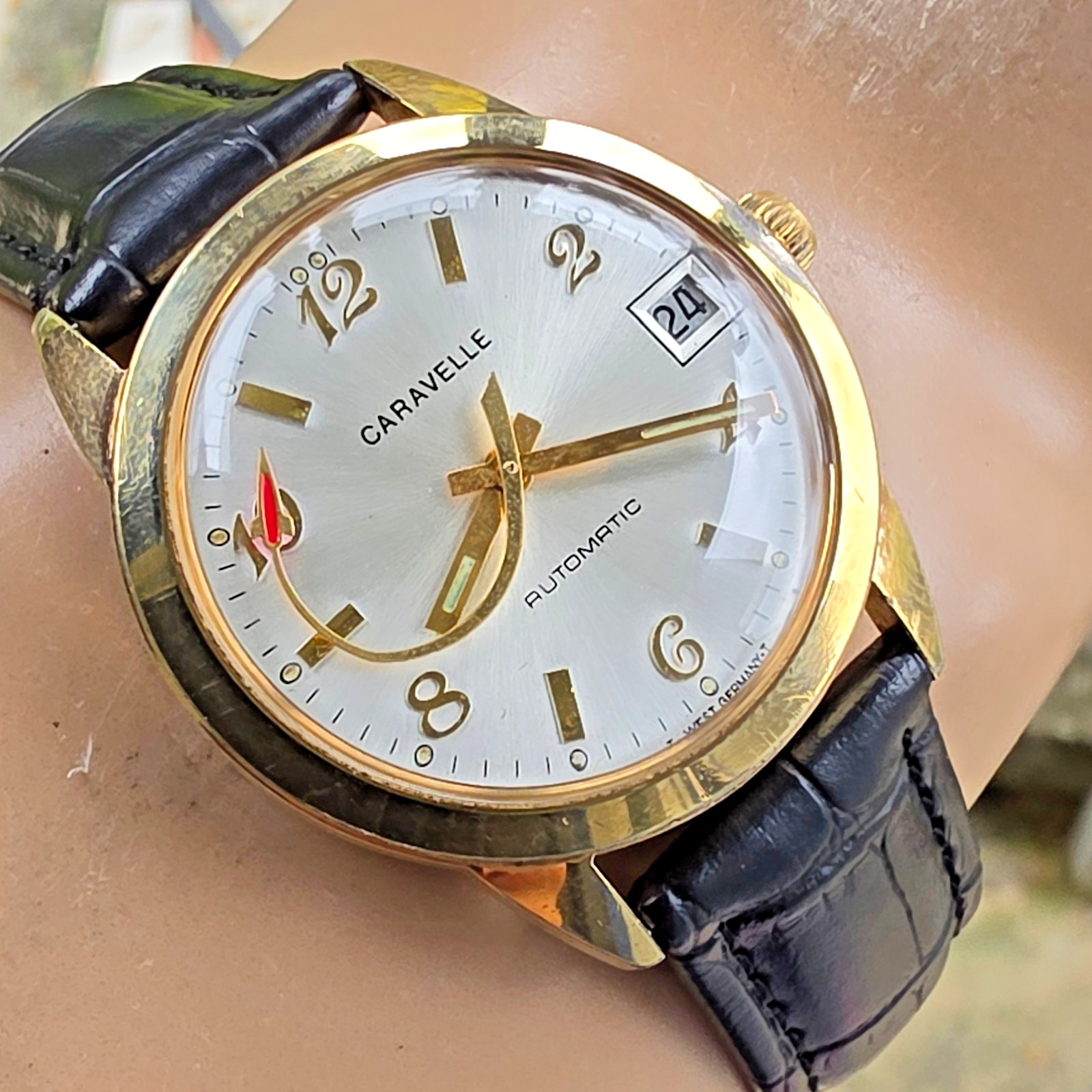 Vintage Bulova Caravelle men’s automatic watch Rocket second hand Germany 1976