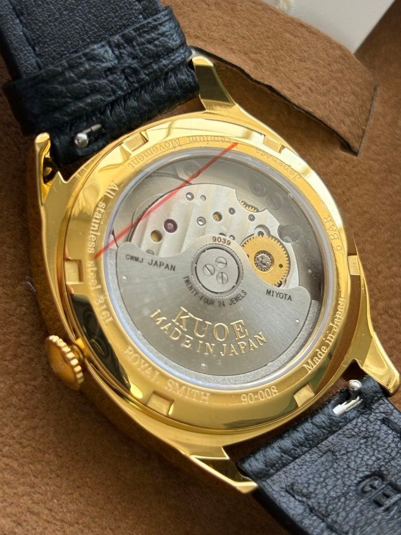 KUOE Kyoto Royal Smith 90-008 Automatic Watch Gold Tone Ivory Dial Unused Box