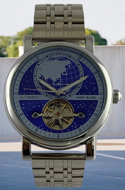 Refurbished Montblanc Open-Heart Blue Dial Automatic Watch Case Size 44 mm