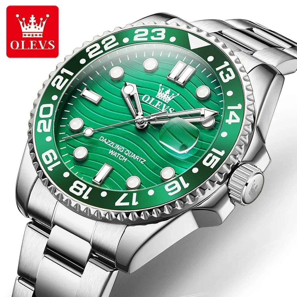 Waterproof Quartz Watch Men’s OLEVS Luminous Luxury Stainless Steel Men Strap