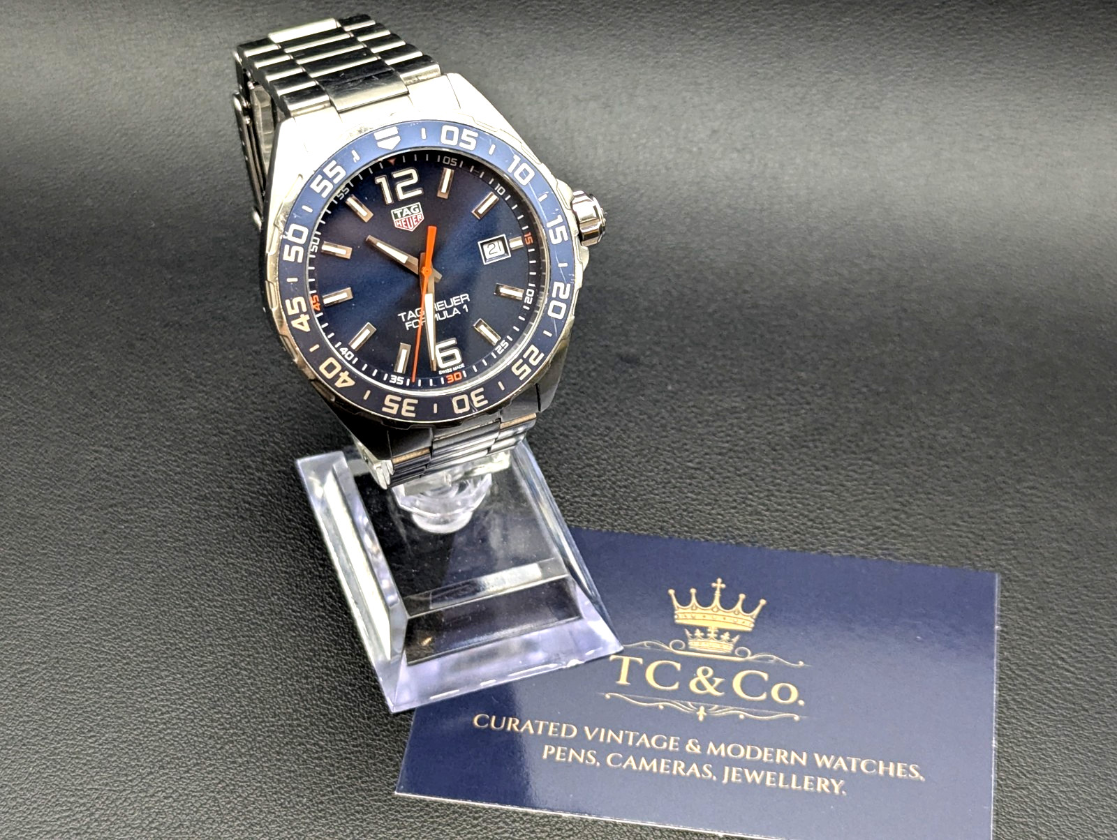 TAG Heuer Formula 1 WAZ1010 Blue Orange 43mm 200m Quartz 18cm Bracelet Tested