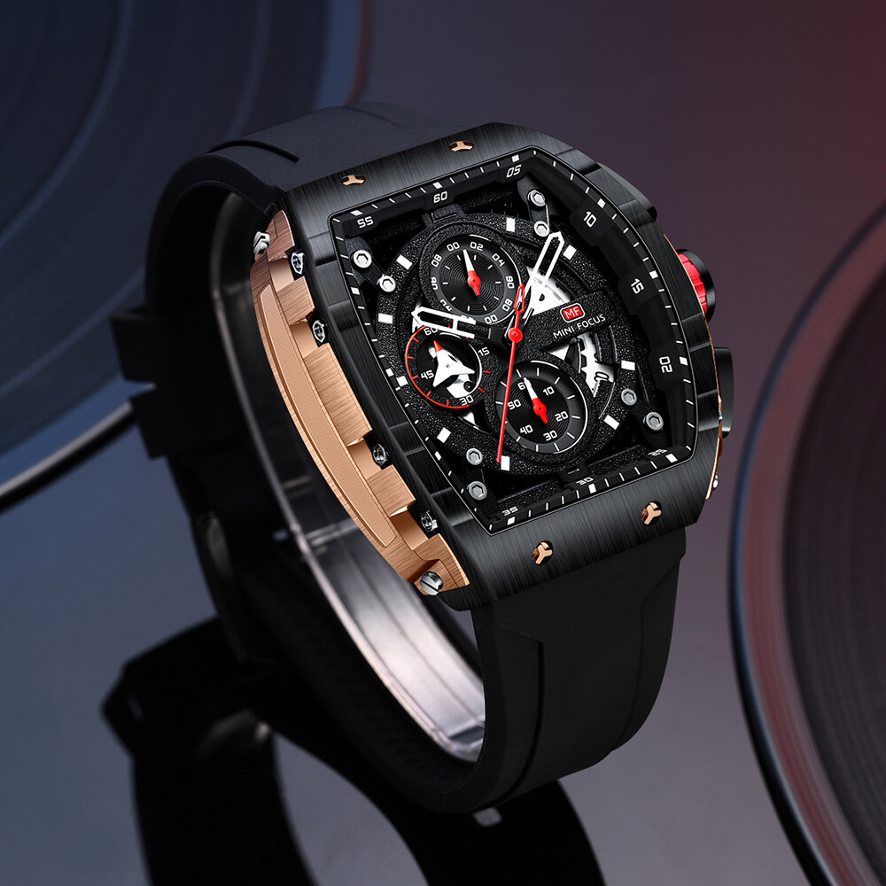 MINI FOCUS Men Watch Silicone Rectangle Date Wristwatch Military Boy Sport Watch