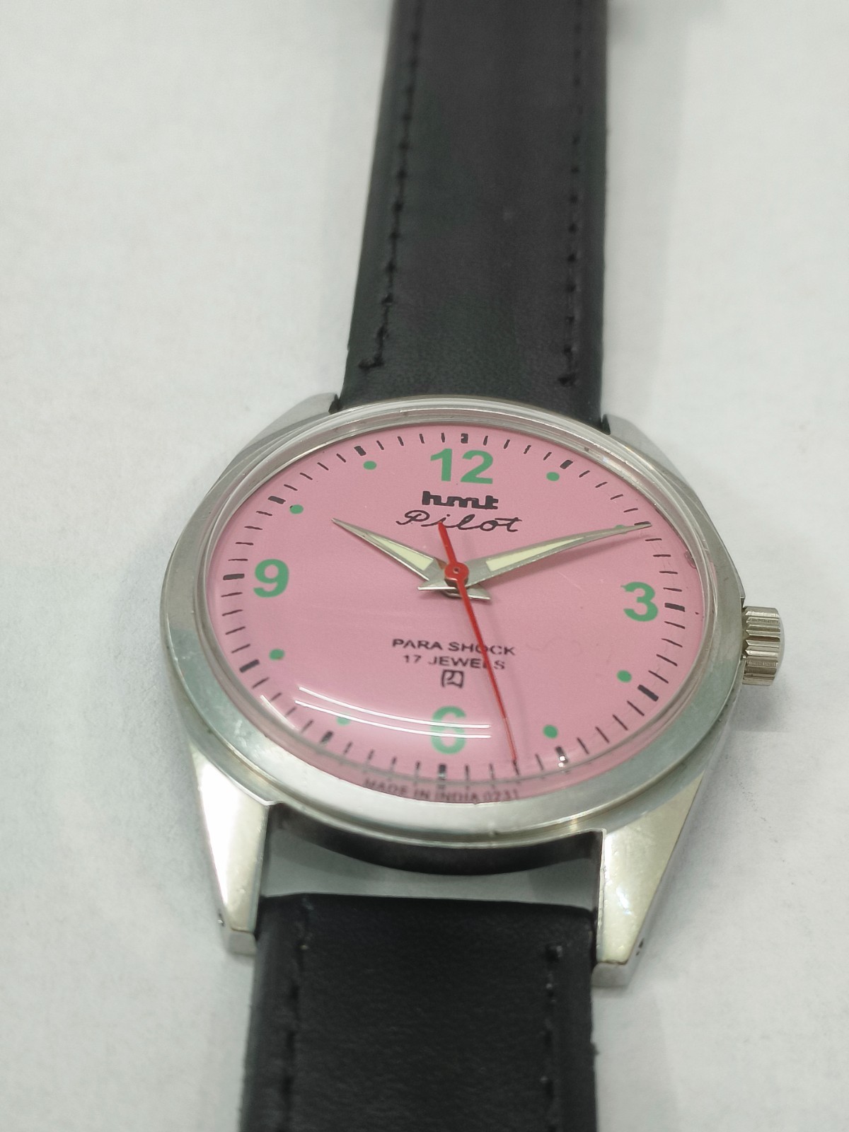 Vintage HMT Pilot Pink 17 Jewels Mechanical Hand Winding Men’s Wrist Watch