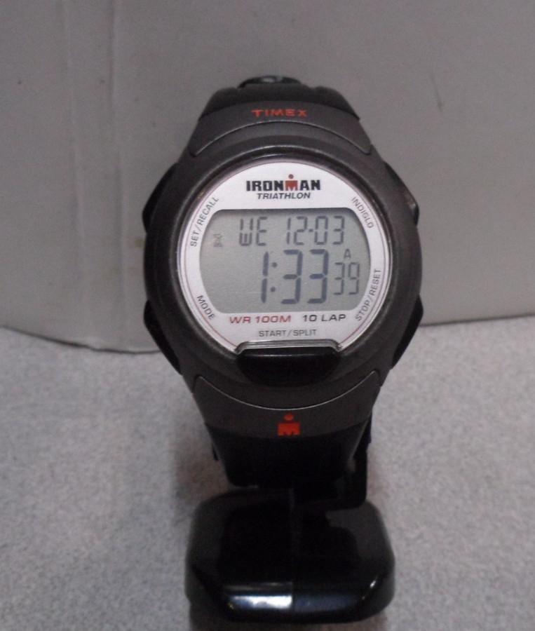 Timex Ironman Triathlon T5K607 Watch 10 Lap Black/Gray/Orange NEW BATTERY!