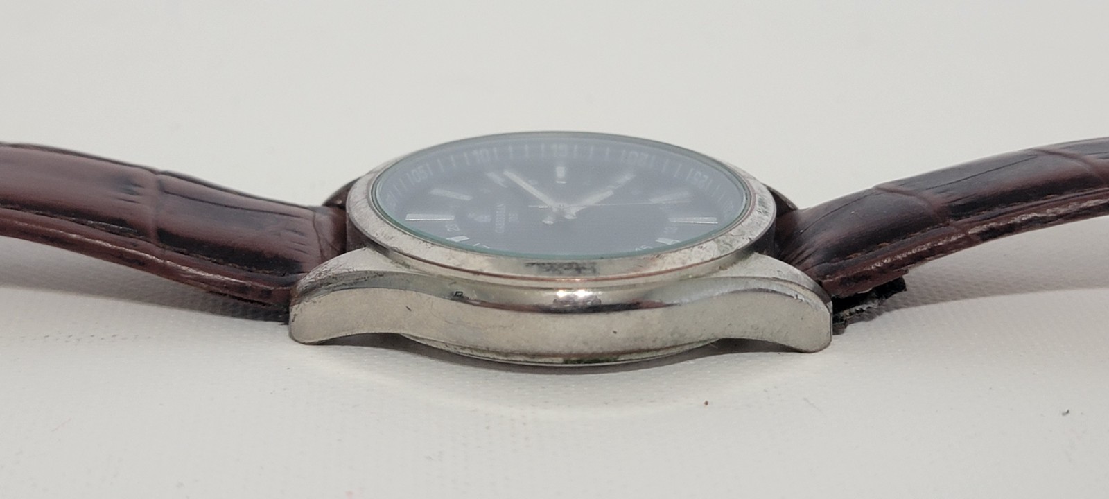 Caribbean Joe Men’s Watch CJ7036SL Blue Dial Brown Leather 41mm NEW BATTERY