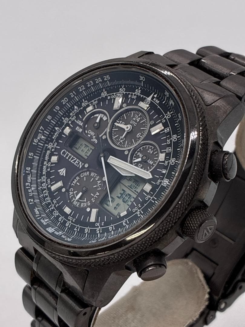 Working CITIZEN Eco Drive U680 T01969 Chronograph Solar Radio Wave Men’s Watch W