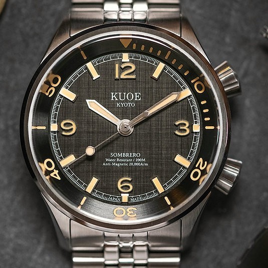 KUOE Kyoto SOMBRERO 90-011 Black Automatic 20ATM Linen Dial from JAPAN
