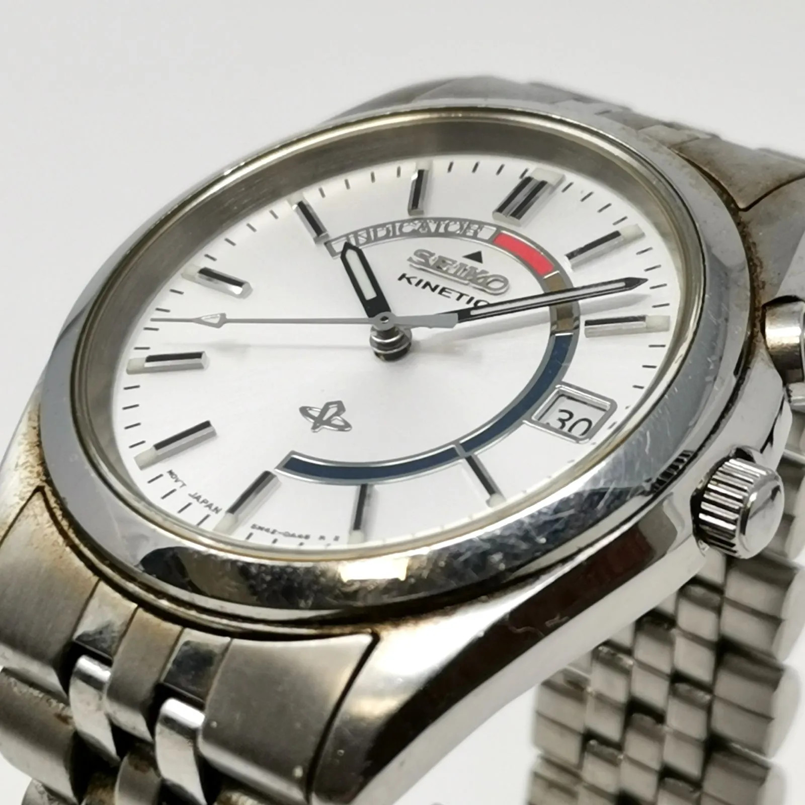 SEIKO Kinetic watch 5M42-0A30, stainless steel, automatic winding, working condi