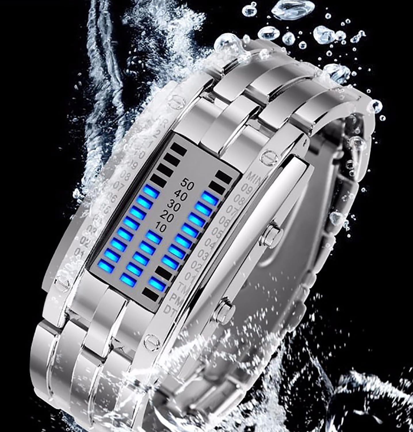 Fashionable Dual LED Display Watch – Waterproof Stainless Steel for Everyday Use