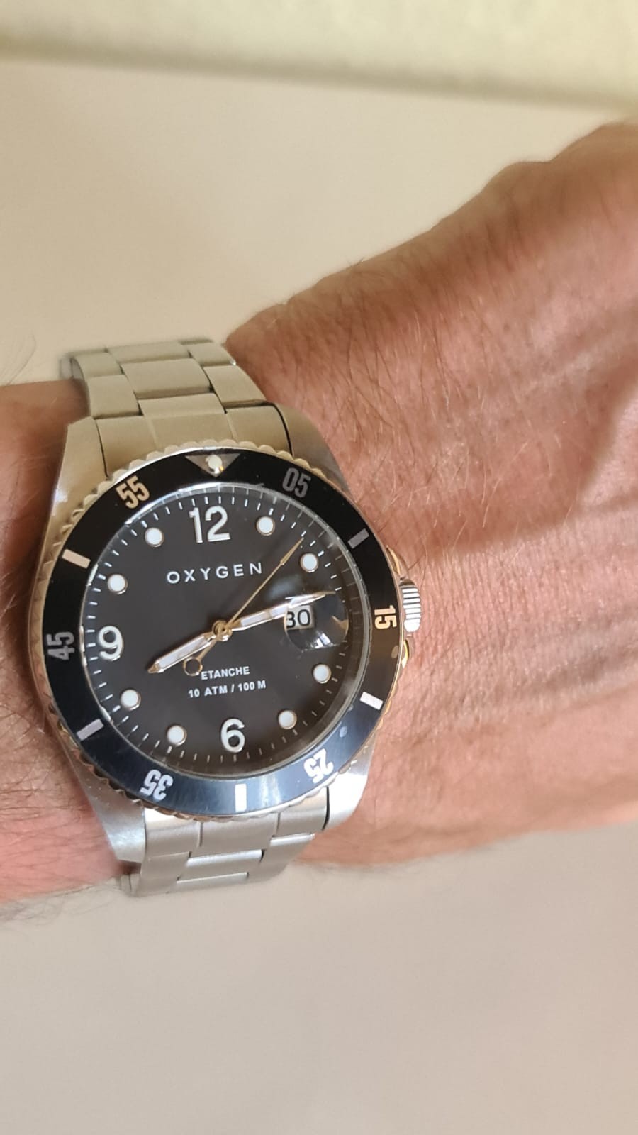Oxygen Diver Legend Men’s Watch NEW Full Set Black Dial Steel Bracelet 10 ATM 10