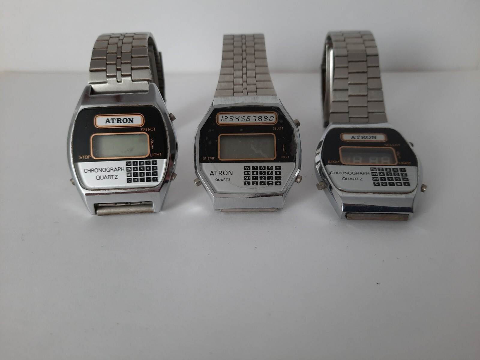 Lot of 3 ATRON Chronograph Quartz Movement -Years 1970-1980- Not Working !!!
