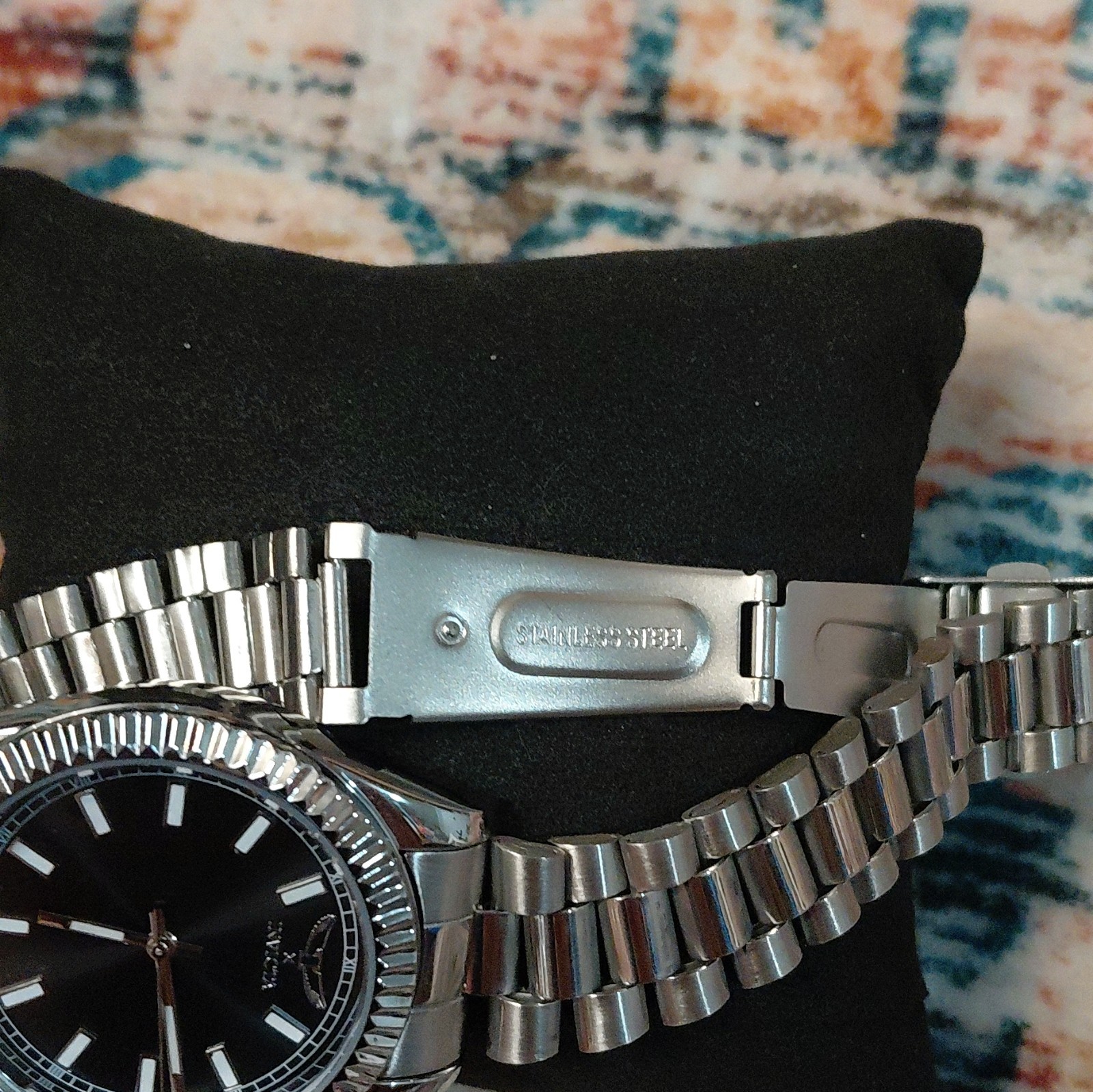 Invicta Quartz Analog Watch, Black Dial, Silver SS Bracelet, WR 30M