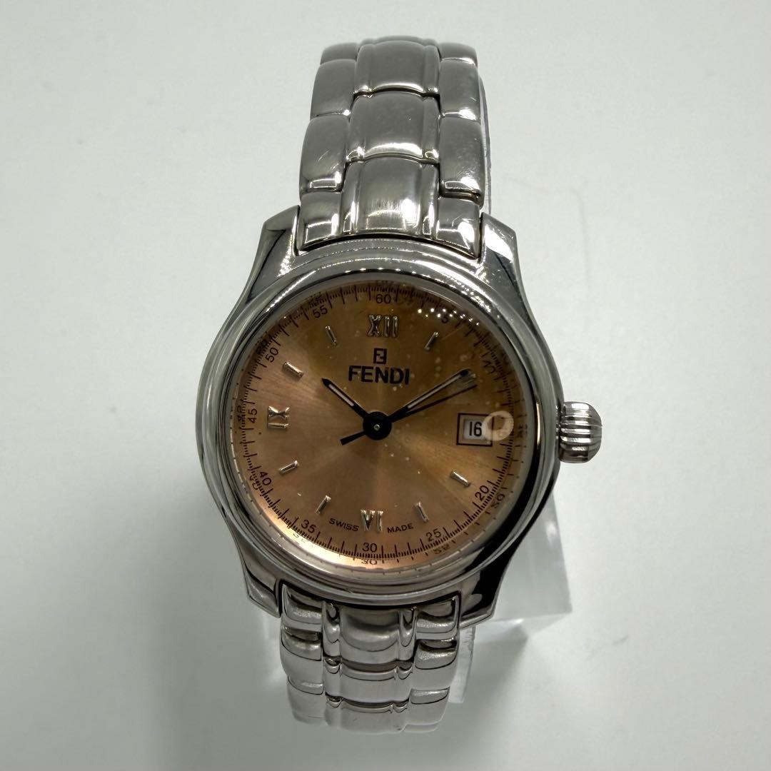 Fendi 210L Ladies Round Zucca Quartz Beige Watch Japan 07412