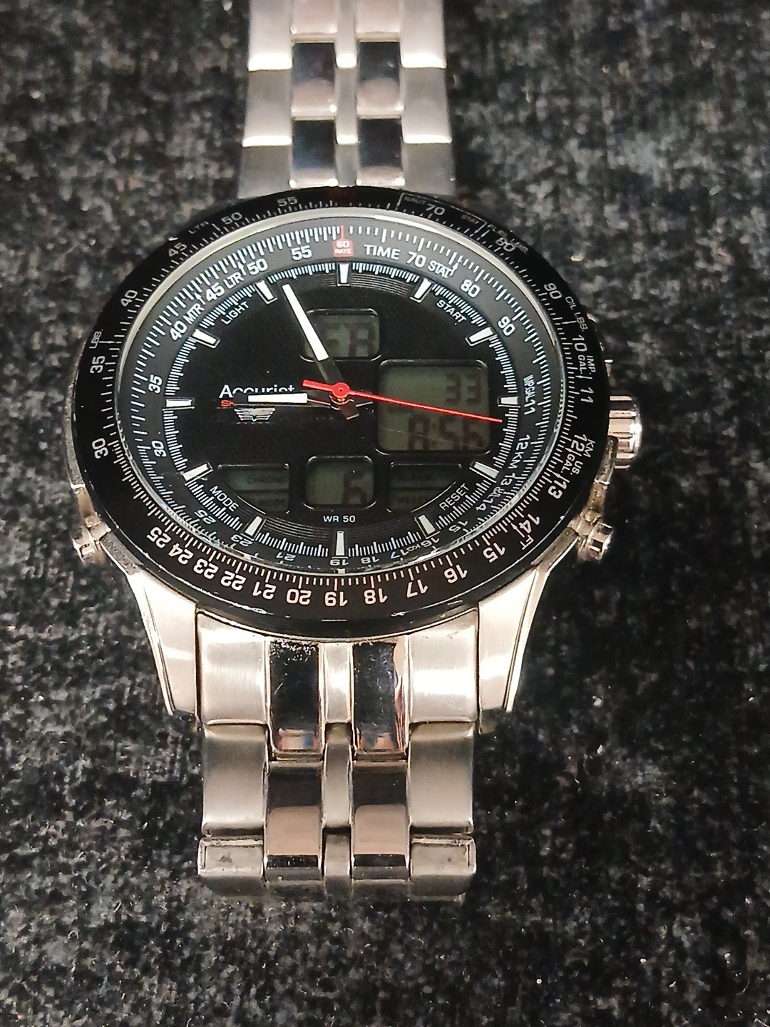Accurist Skymaster MB929B Chronograph Alarm Quartz Watch Working U1S5