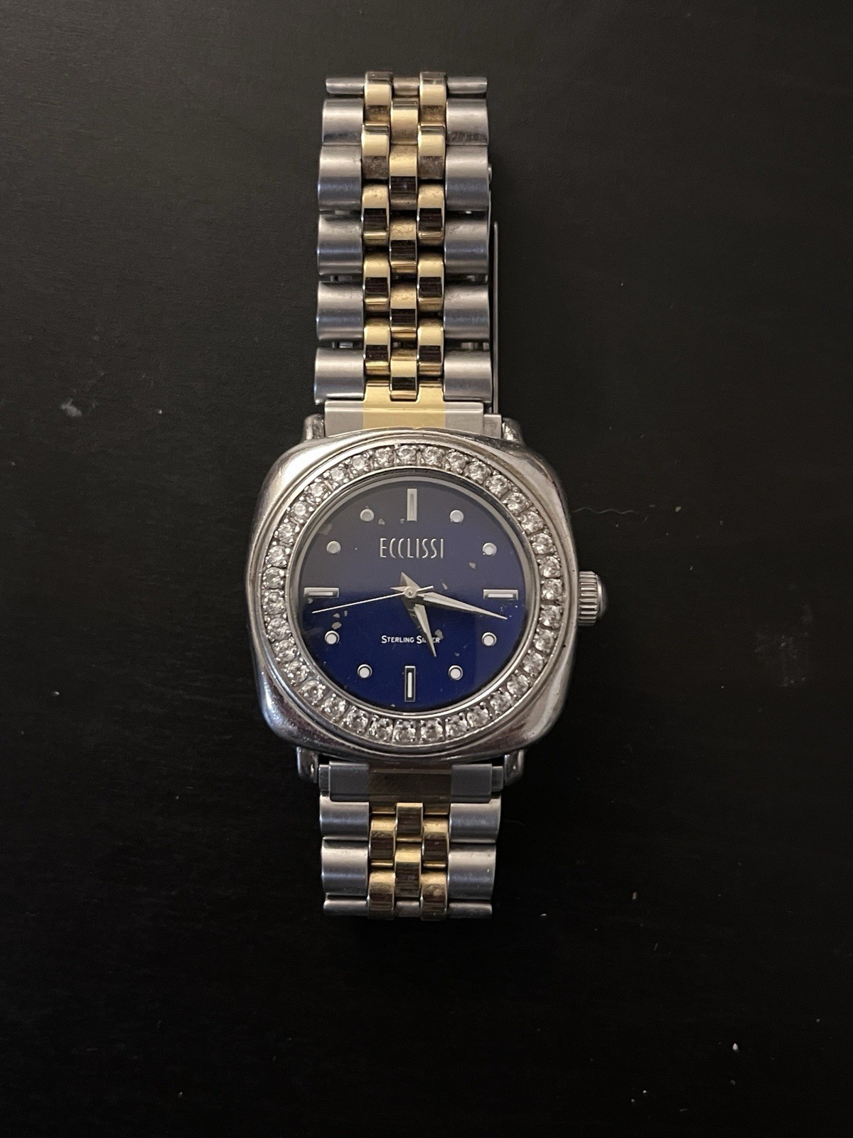 Ecclissi Women’s Quartz Wristwatch Sterling Silver Blue Dial Two-Tone Bracelet