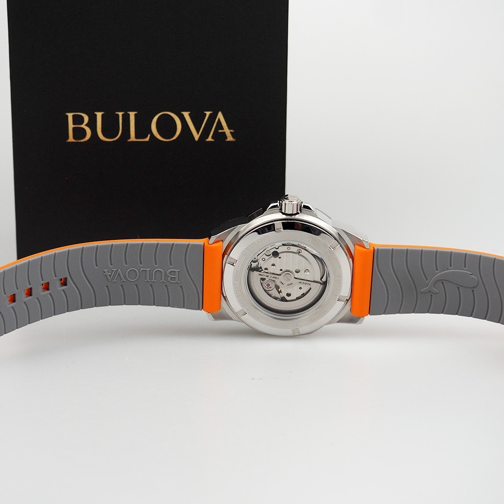 Bulova 98A226 Marine Star Orange Silicone Strap Men’s Automatic Watch 44 mm
