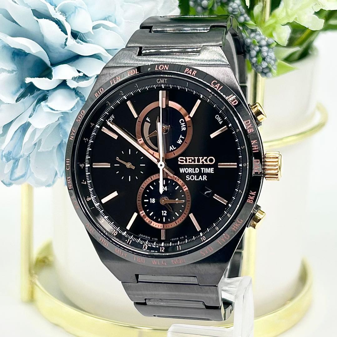 SEIKO SOLAR WORLD TIME V195-0AE0 Wristwatch