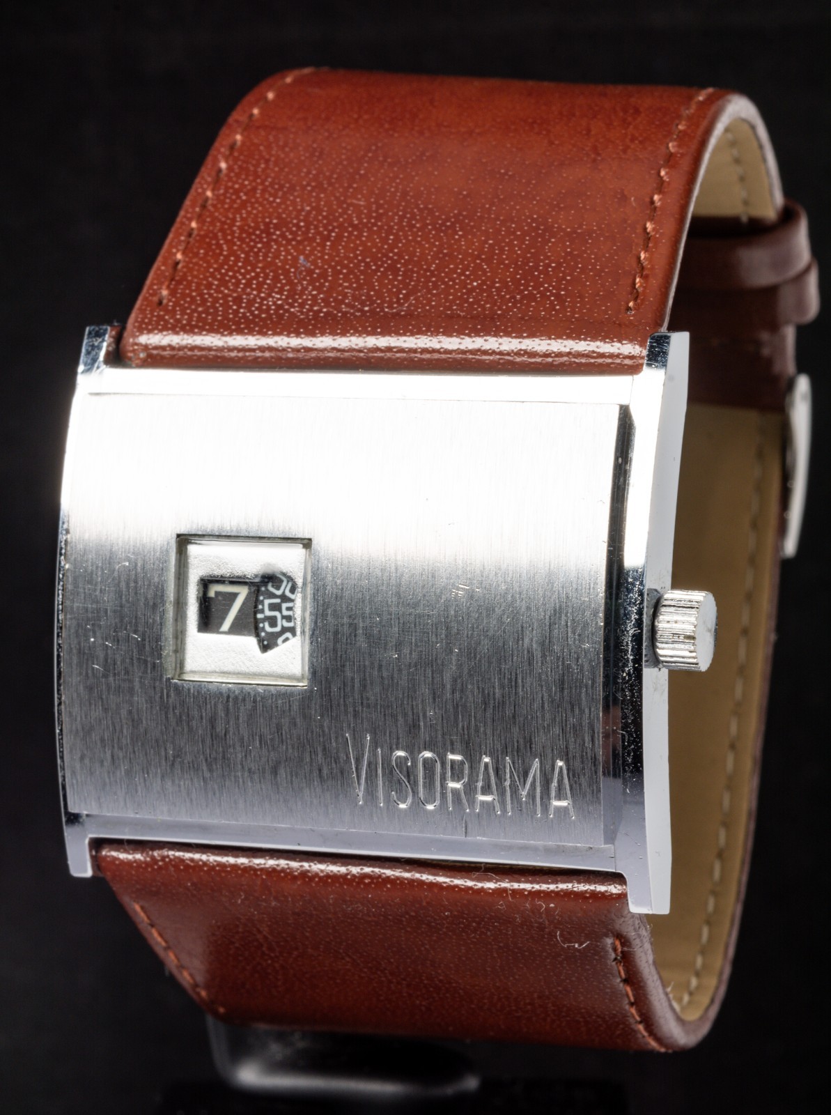 Visorama Jump Hour Space Age Brushed Men’s Hand-Wind Vintage Watch — Working