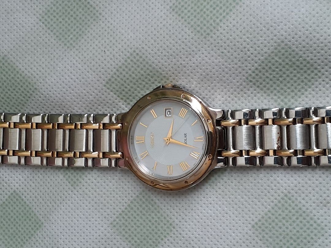 SEIKO SOLAR Watch, Two-Tone Color, Date