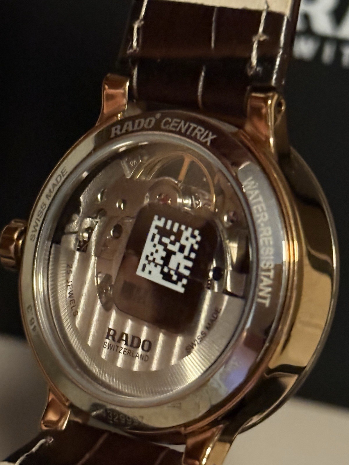 Rado Centrix Automatic Skeleton Dial Brown Leather Strap Box/Papers R30248725