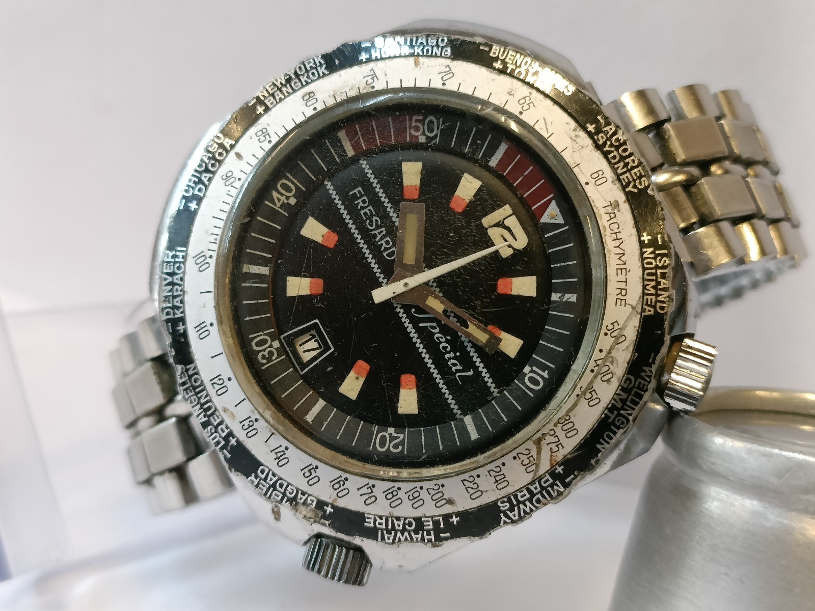 FRESARD SPECIAL 17J WINDING PATINA BLACK DIAL MEN’S WORKING CONDITION