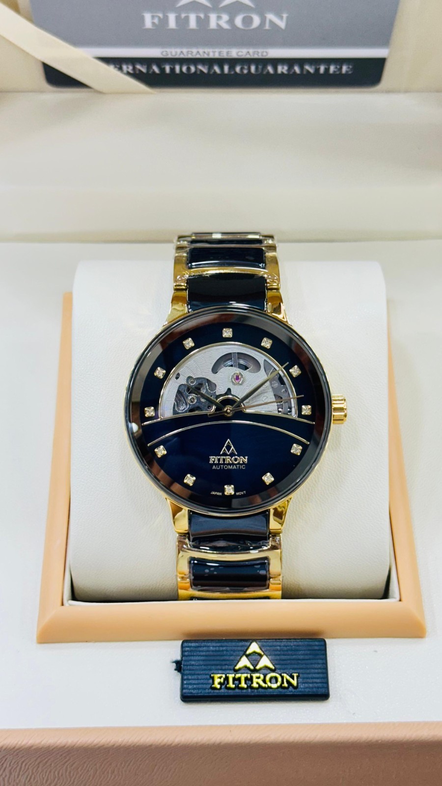Fitron Men’s Automatic Skeleton Ceramic Watch Gold Black – New 2026 Edition