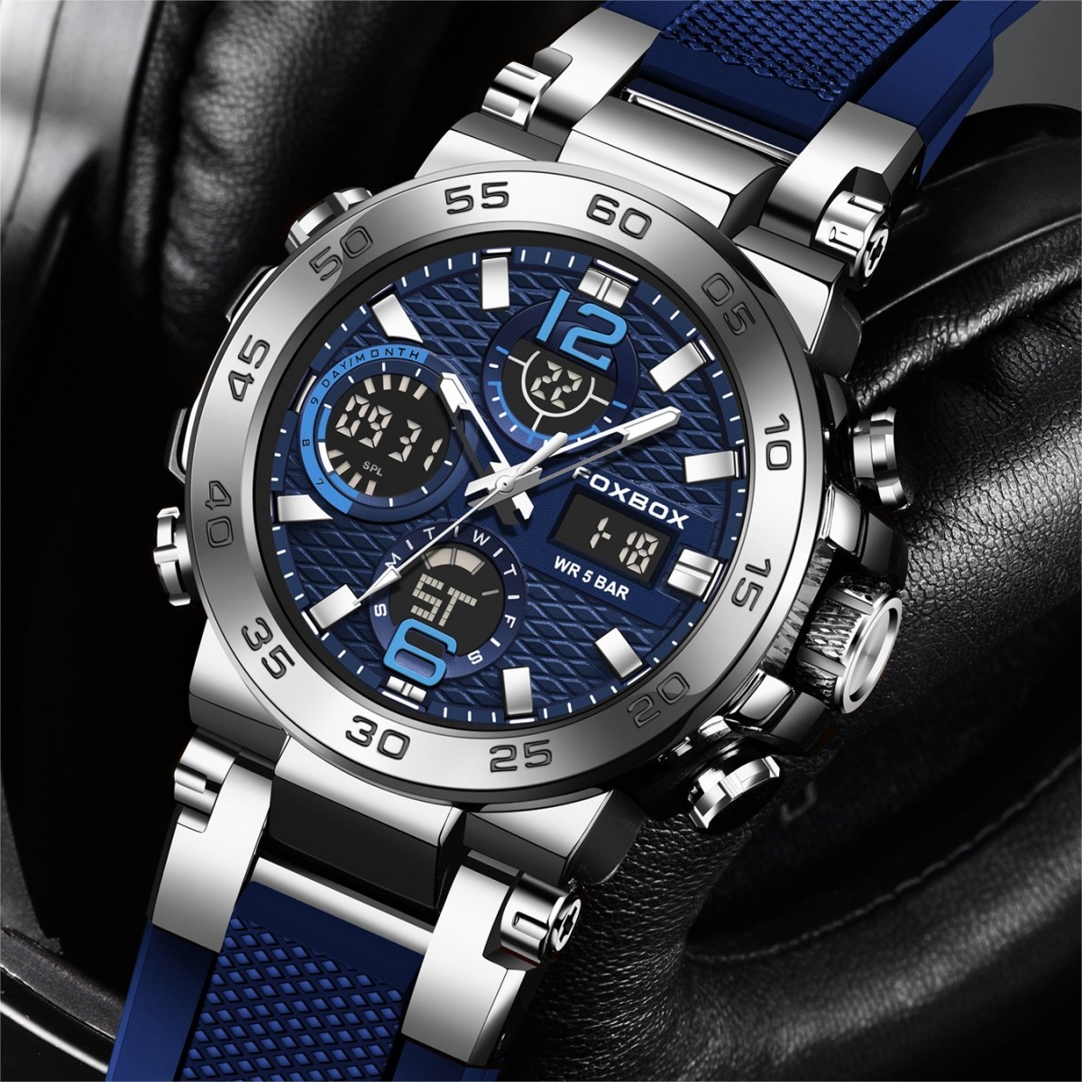 Men Watch Quartz Chronograph Date Luminous 50M Waterproof Sport Wristwatch Gift