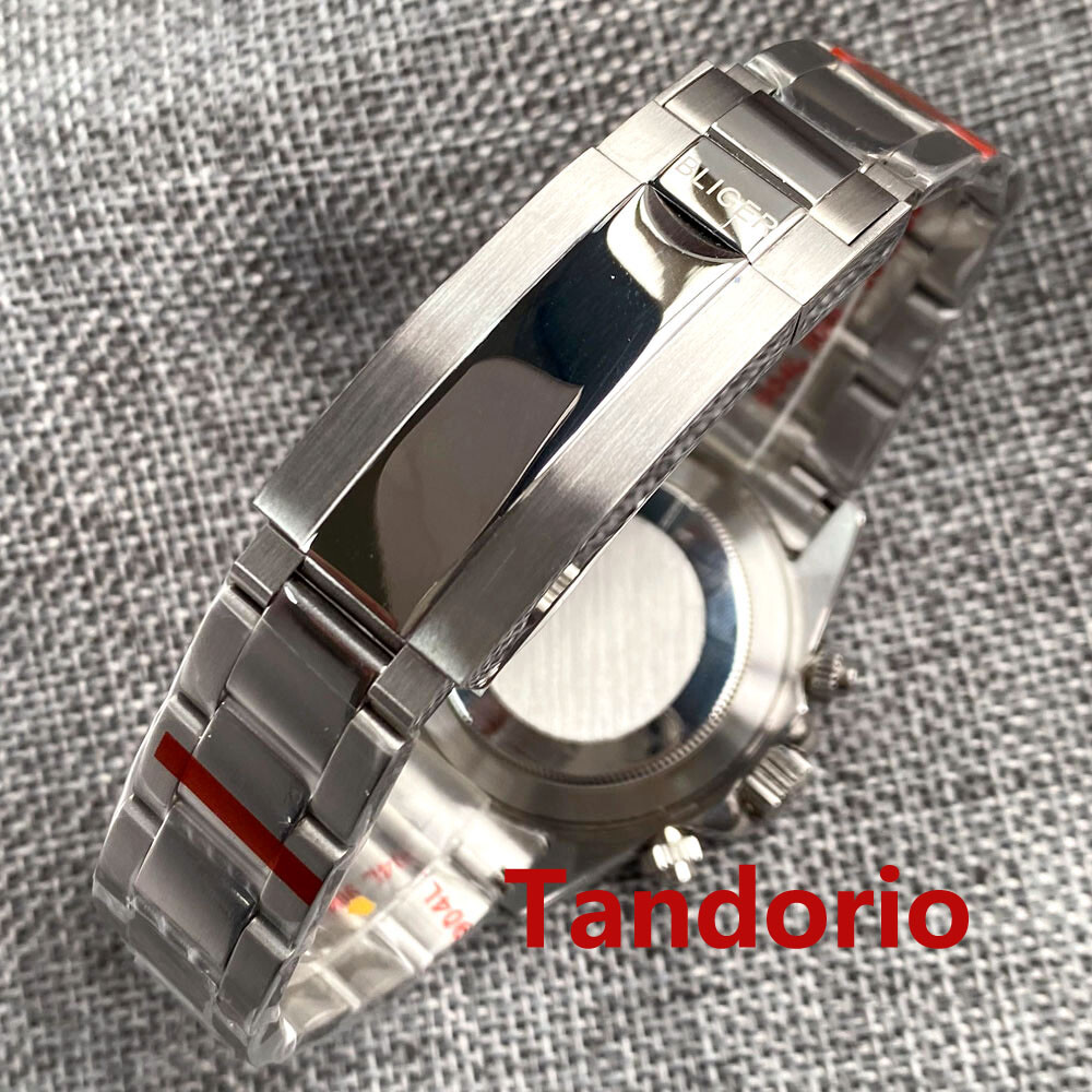 40mm Bliger VK63 Quartz Full Functional Chronograph Mens Watch Folding Clasp