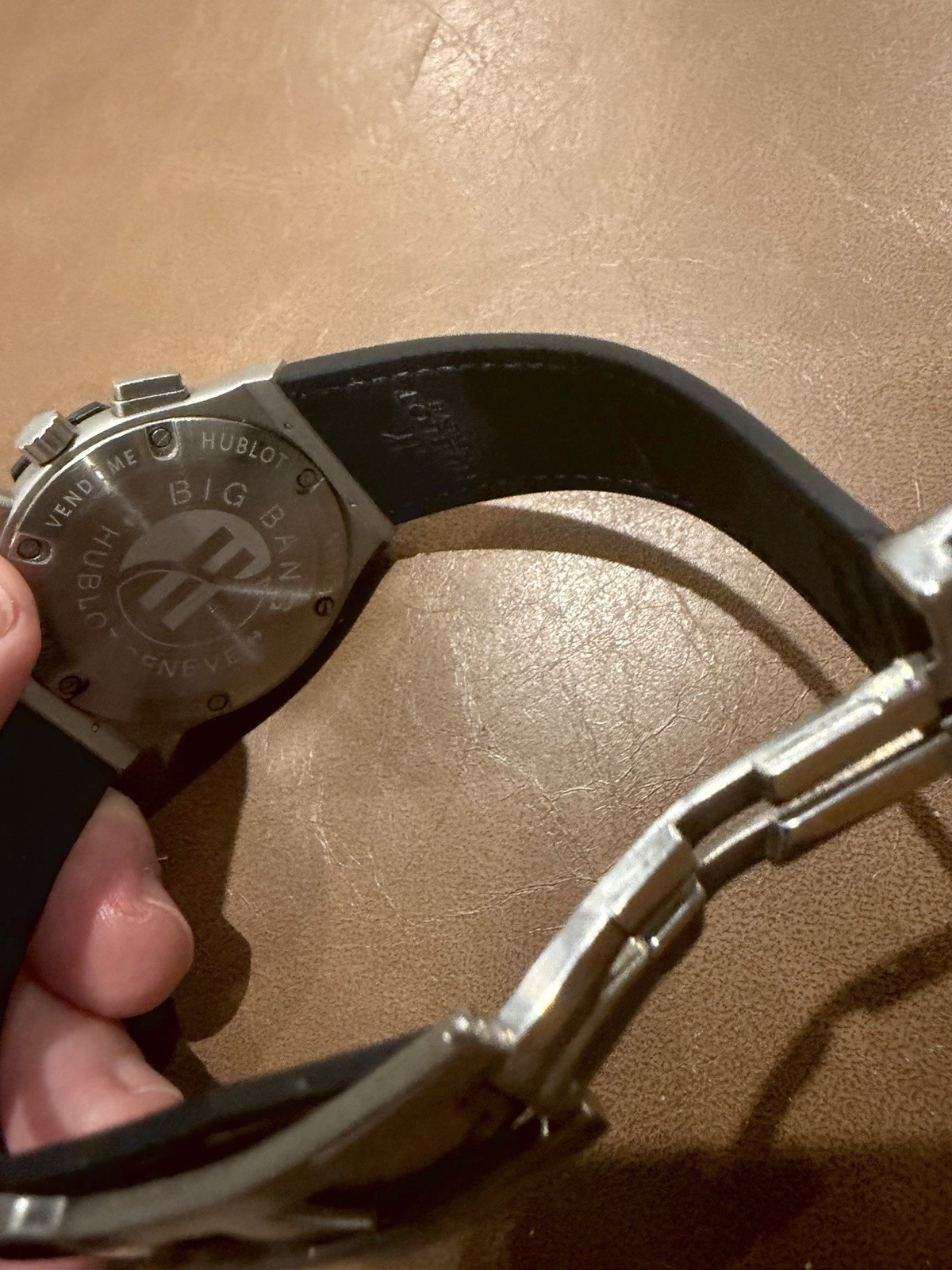 Hublot Big Bang Auto Chronograph Date Black Dial Steel Rubber Strap Box