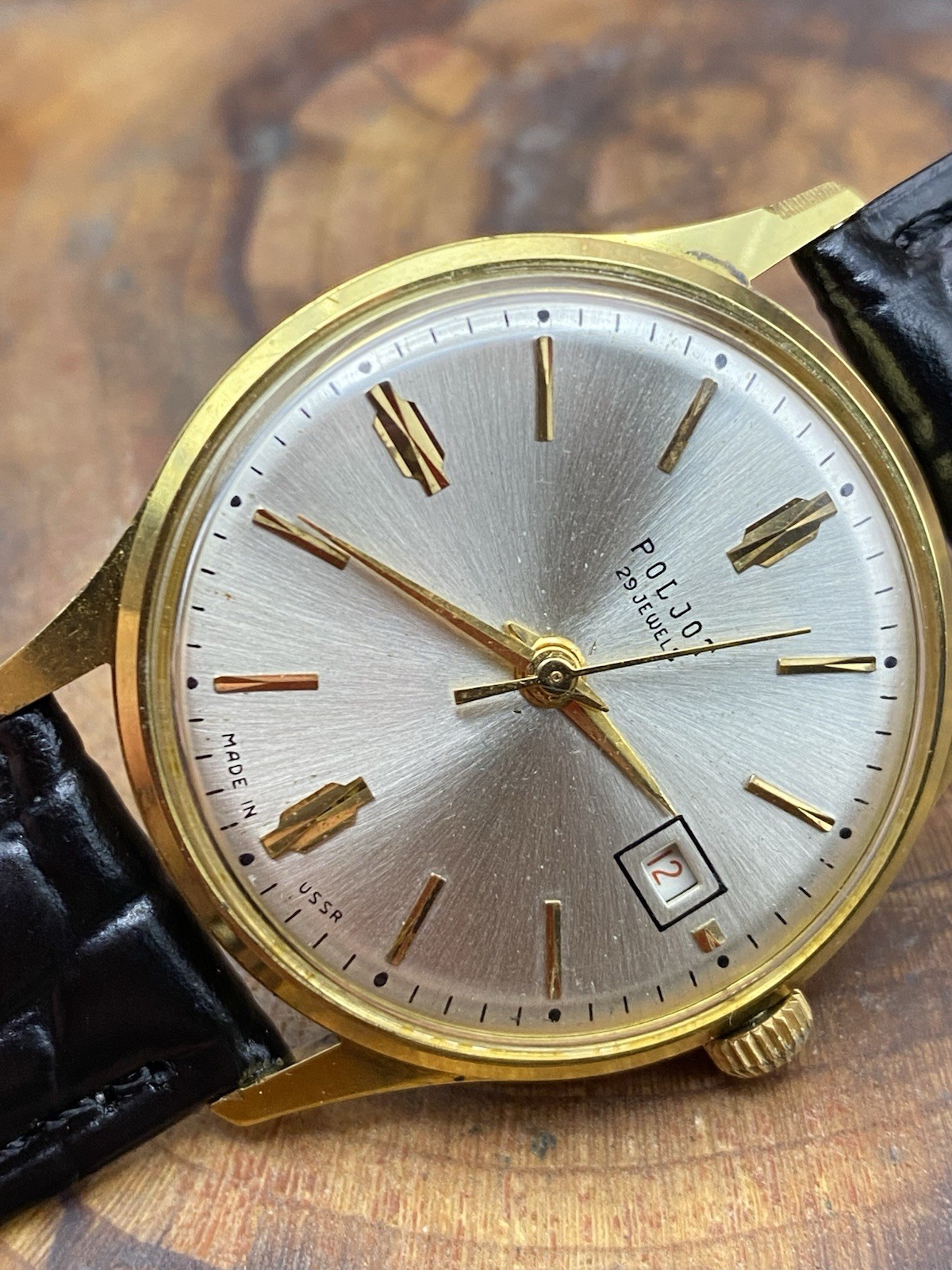 1960s POLJOT DE LUXE AUTOMATIC 29 JEWELS 1MChZ vintage USSR Soviet watch #9538