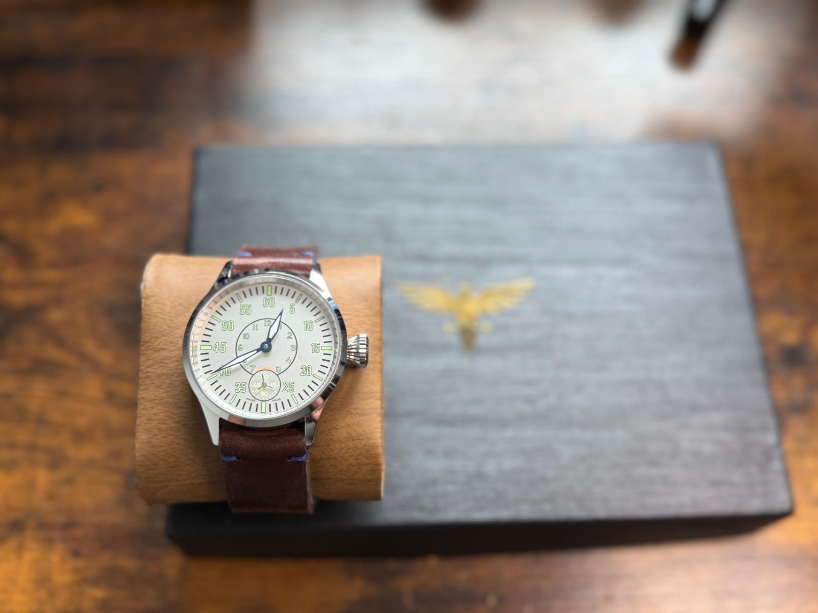 Pilot Challenger Arctic Watch Rare Swiss made ETA 6498 movement handmade Strap
