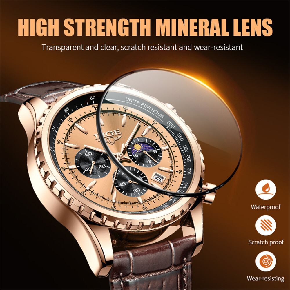 LIGE Men Business Watch Top Brand Luxury Men Wrist Watch Casual Leather Watches